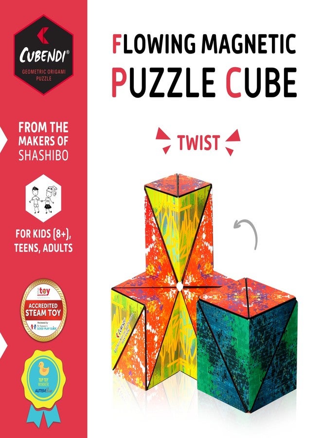 CUBENDI Geometric Origami Puzzle - Infinity Fidget Cube for Adults, Kids & Teens - Mesmerizing & Magnetic Shape Shifting Box w/48 Rare Earth Magnets - by Fun in Motion Toys (Twist) - Image 2